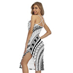 Black And White Maori Polynesian Print Cross Back Cami Dress