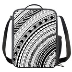 Black And White Maori Polynesian Print Crossbody Lunch Bag