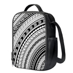 Black And White Maori Polynesian Print Crossbody Lunch Bag