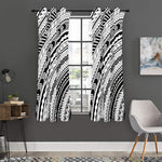 Black And White Maori Polynesian Print Curtain