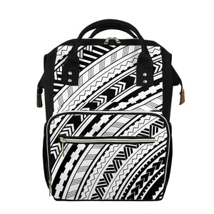 Black And White Maori Polynesian Print Diaper Bag