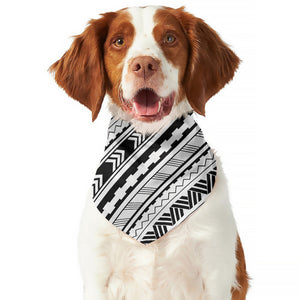 Black And White Maori Polynesian Print Dog Bandana