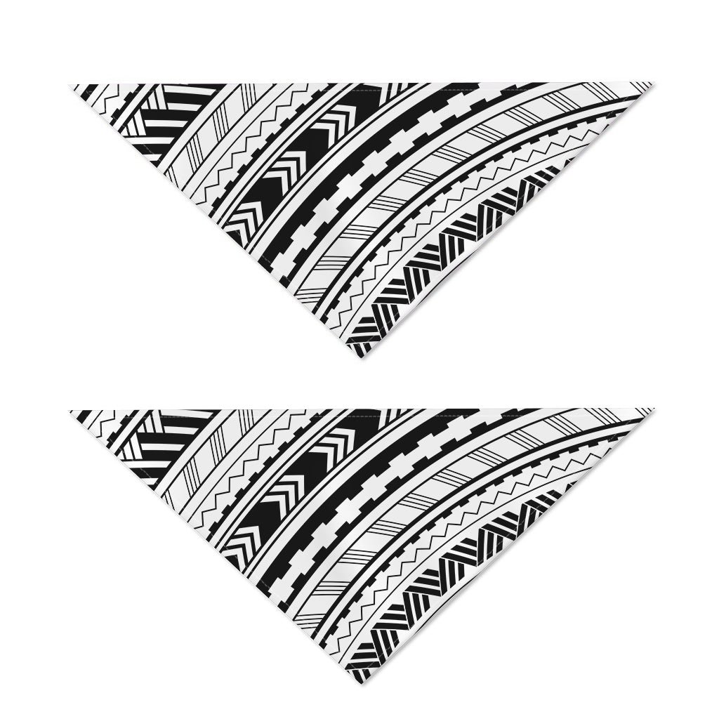 Black And White Maori Polynesian Print Dog Bandana