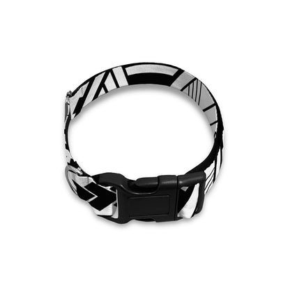Black And White Maori Polynesian Print Dog Collar