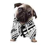 Black And White Maori Polynesian Print Dog Zip Up Hoodie