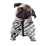 Black And White Maori Polynesian Print Dog Zip Up Jacket