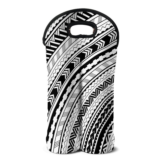 Black And White Maori Polynesian Print Double Neoprene Wine Tote