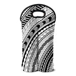 Black And White Maori Polynesian Print Double Neoprene Wine Tote
