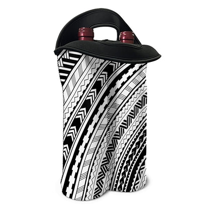 Black And White Maori Polynesian Print Double Neoprene Wine Tote