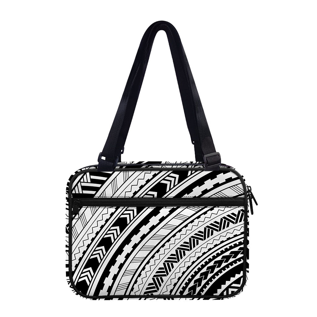 Black And White Maori Polynesian Print Double Strap Bible Bag