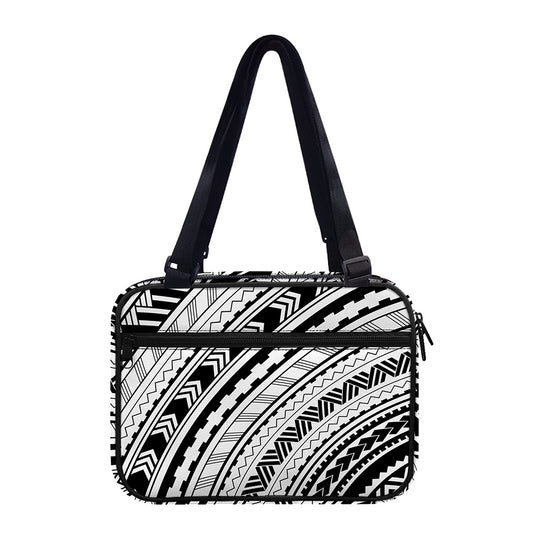Black And White Maori Polynesian Print Double Strap Bible Bag