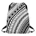 Black And White Maori Polynesian Print Drawstring Backpack