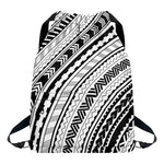 Black And White Maori Polynesian Print Drawstring Backpack