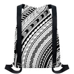 Black And White Maori Polynesian Print Drawstring Backpack