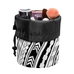 Black And White Maori Polynesian Print Drawstring Makeup Bag