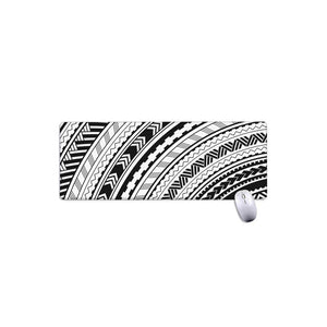 Black And White Maori Polynesian Print Extended Mouse Pad