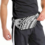 Black And White Maori Polynesian Print Fanny Pack
