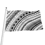 Black And White Maori Polynesian Print Flag