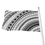 Black And White Maori Polynesian Print Flag