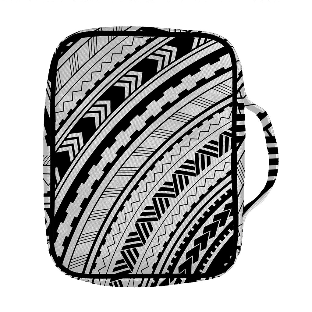 Black And White Maori Polynesian Print Front Pocket Bible Bag