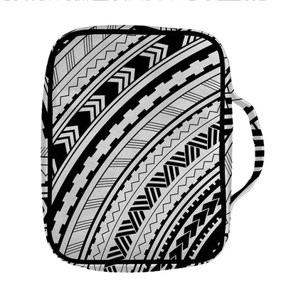 Black And White Maori Polynesian Print Front Pocket Bible Bag