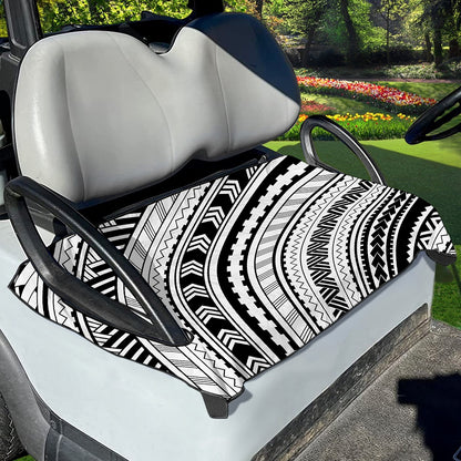 Black And White Maori Polynesian Print Golf Cart Seat Cover