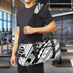 Black And White Maori Polynesian Print Gym Bag