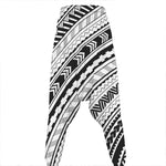 Black And White Maori Polynesian Print Hammer Pants