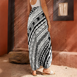 Black And White Maori Polynesian Print Harem Pants