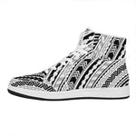 Black And White Maori Polynesian Print High Top Leather Sneakers