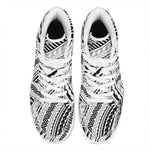 Black And White Maori Polynesian Print High Top Leather Sneakers