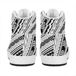Black And White Maori Polynesian Print High Top Leather Sneakers