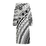 Black And White Maori Polynesian Print Hooded Bathrobe