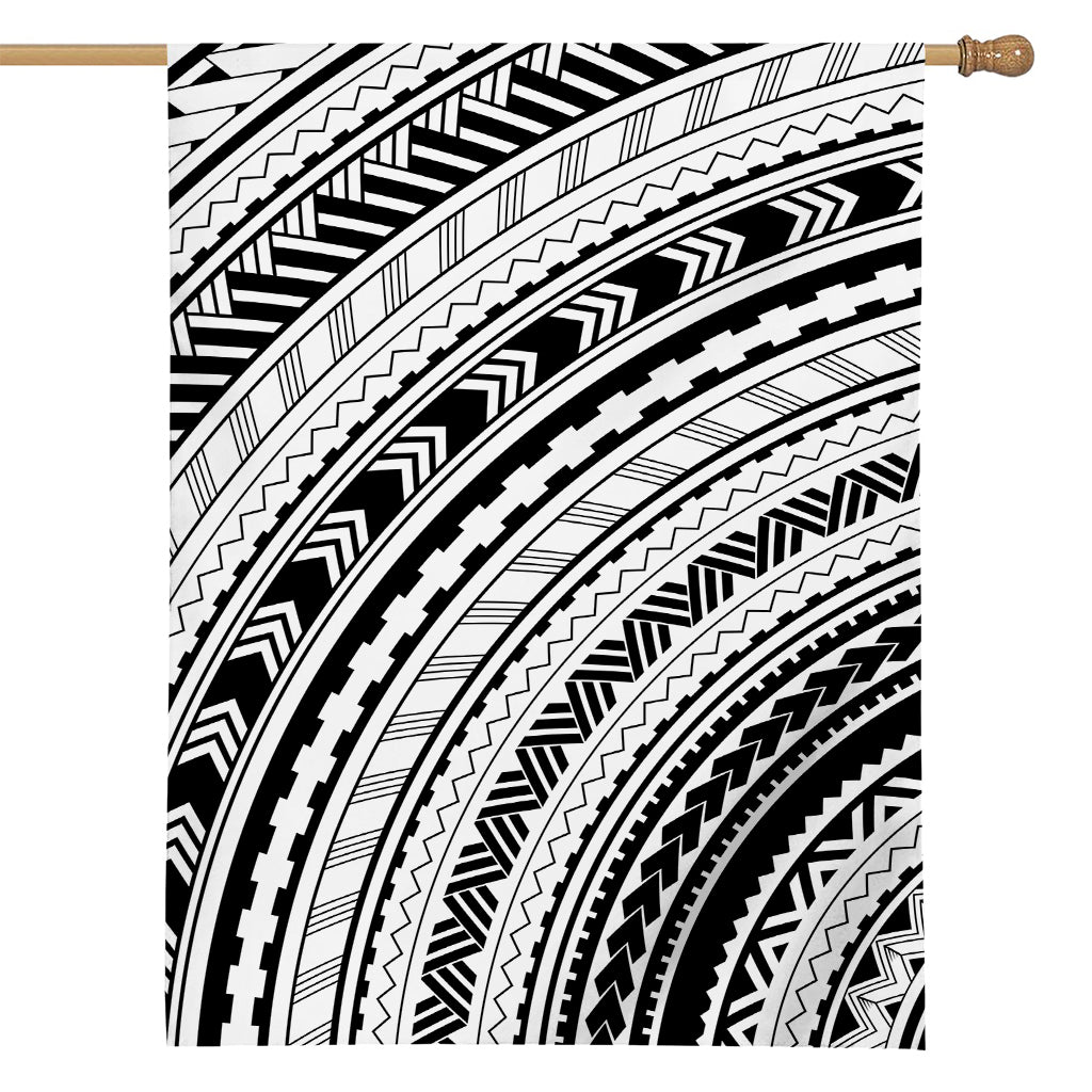 Black And White Maori Polynesian Print House Flag