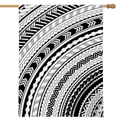 Black And White Maori Polynesian Print House Flag