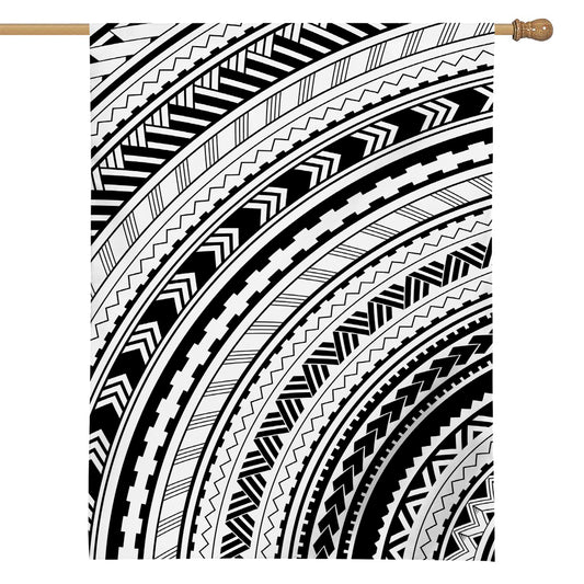 Black And White Maori Polynesian Print House Flag