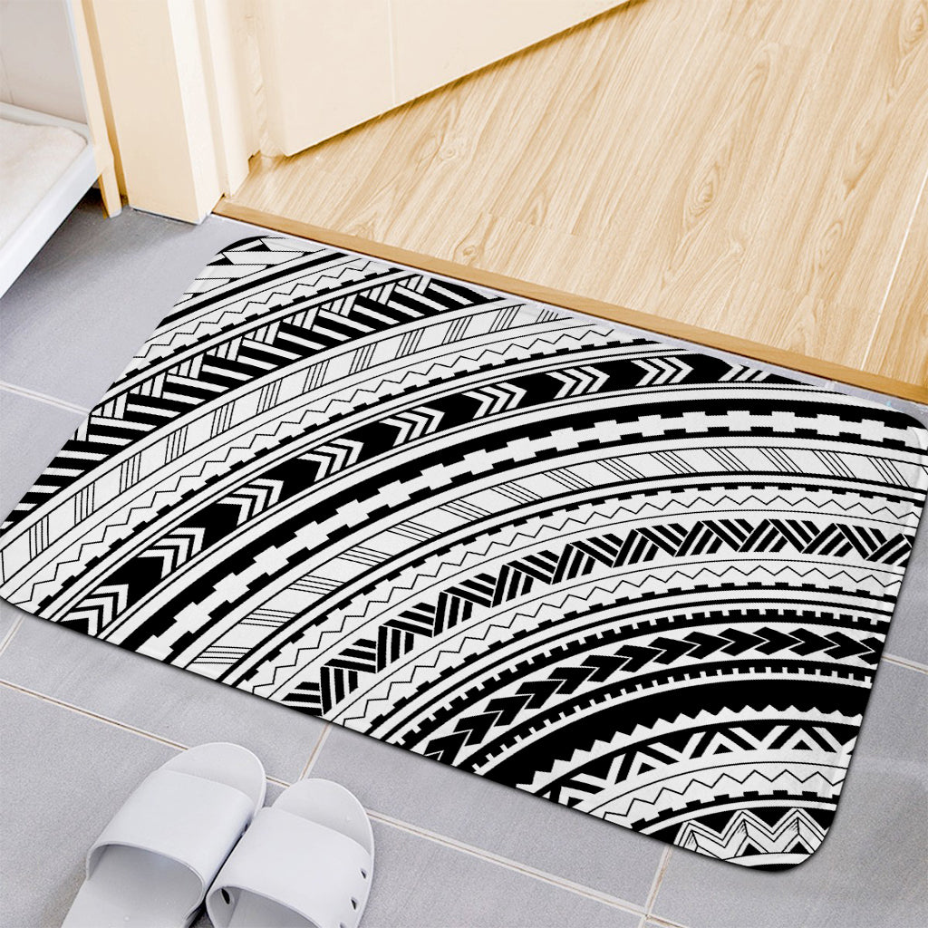 Black And White Maori Polynesian Print Indoor Door Mat