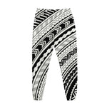 Black And White Maori Polynesian Print Jogger Pants