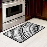 Black And White Maori Polynesian Print Kitchen Mat