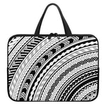 Black And White Maori Polynesian Print Laptop Sleeve With Handle