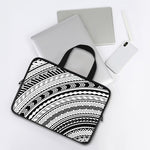Black And White Maori Polynesian Print Laptop Sleeve With Handle
