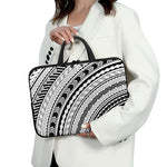 Black And White Maori Polynesian Print Laptop Sleeve With Handle