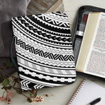 Black And White Maori Polynesian Print Leather Bible Cover