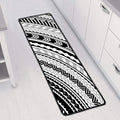 Black And White Maori Polynesian Print Long Kitchen Mat