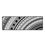 Black And White Maori Polynesian Print Long Kitchen Mat