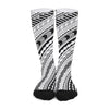 Black And White Maori Polynesian Print Long Socks