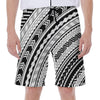 Black And White Maori Polynesian Print Men's Beach Shorts