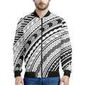 Black And White Maori Polynesian Print Men's Bomber Jacket