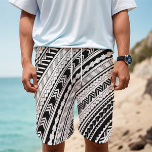 Black And White Maori Polynesian Print Men's Cargo Shorts