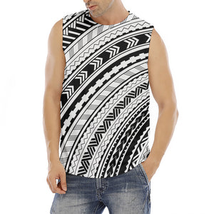 Black And White Maori Polynesian Print Men's Fitness Tank Top